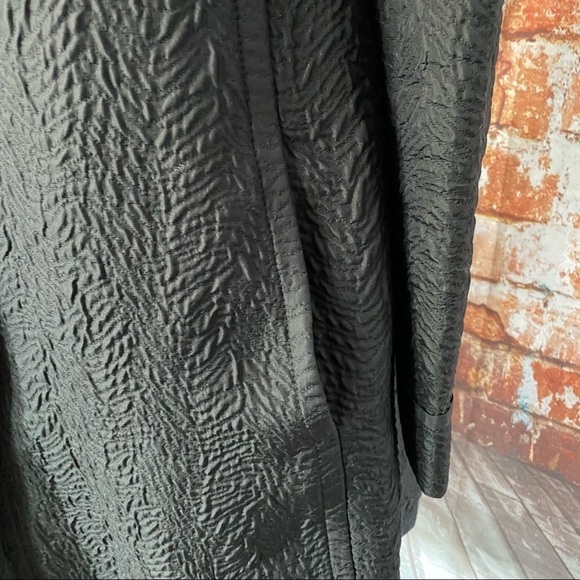 Marc Jacobs Black Textured Silk Blend Coat Snap Front Long Jacket Small - Picture 5 of 13